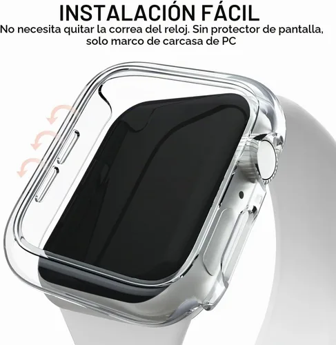 Vista 3 de Mugust Paquete de 4 unidades compatibles para carcasa Apple Watch 1.575 pulgadas Series 6 5 4 SE, carcasa rígida de PC parachoques marco