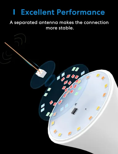 Vista 8 de MEROSS - Bombilla LED inteligente con WiFi, compatible con Apple HomeKit, Siri, Alexa, SmartThings, E26 multicolor regulable 2700 K-6500 K RGBWW