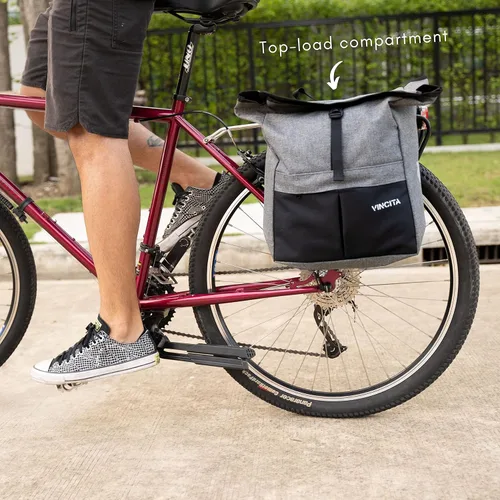 Vista 3 de Vincita Bolsas laterales de ciclismo resistentes al agua con cubierta de lluvia, grande, asa de transporte, puntos reflectantes, portabicicicletas