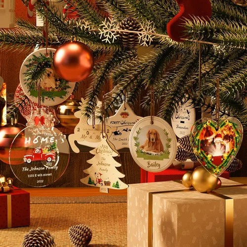 Vista 3 de Bemaystar Adorno conmemorativo personalizado para perro, adornos de Navidad personalizados para perros, regalos conmemorativos para perros, adorno