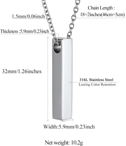 Vista 77 de FindChic Collares personalizados con urna para cenizas, barra vertical, gato, luna, reloj de arena, garra de perro, acero inoxidable, chapado en oro