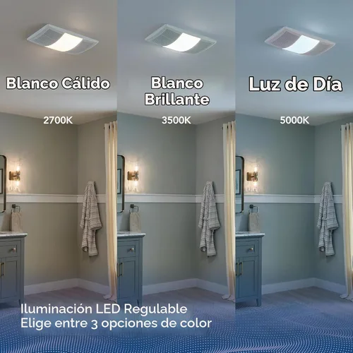 Vista 3 de Broan-NuTone BHFLED80 PowerHeat - Extractor de baño, calentador y combinación de luz LED, 80 CFM.