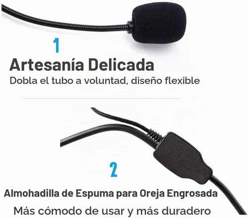 Vista 5 de VOVIGGOL 2 piezas de micrófono auricular con micrófono, cable flexible para amplificador de voz, auricular con conector jack de 3.5mm para cantar