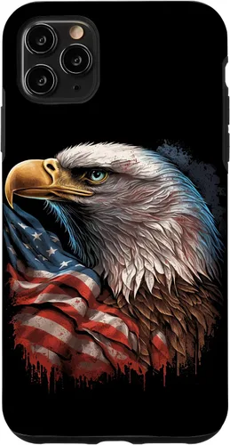 Vista 13 de Funda patriótica para iPhone 16 con diseño de ojos de águila calva americana