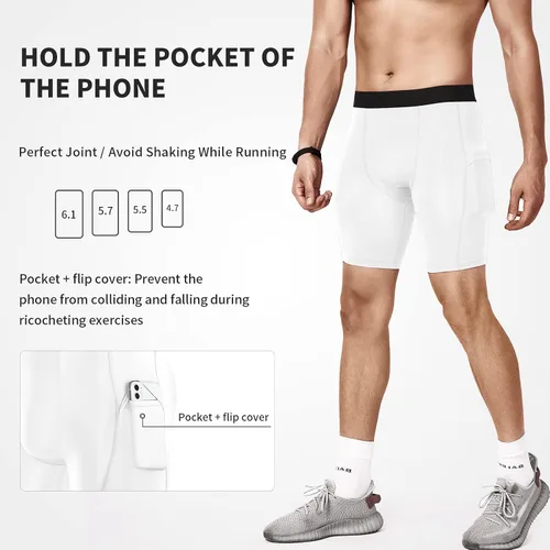 Vista 5 de Niksa Pantalones cortos de compresión para hombre, paquete de 3 unidades, ropa interior de compresión para hombre, pantalones cortos deportivos