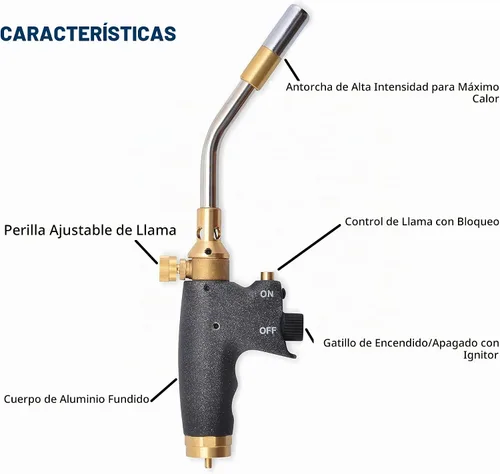 Vista 2 de Flame King YSNAX1-020a - Cabezal de antorcha de propano, kit de soplete de calor MAX de alta intensidad con encendedor de botón para profesionales