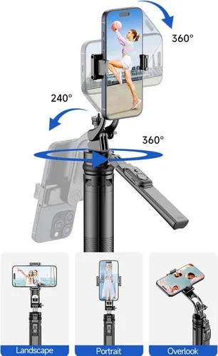 Vista 2 de Trípode selfie stick de 70 pulgadas, trípode para selfie con control remoto, trípode para teléfono Android, iPhone, cámara