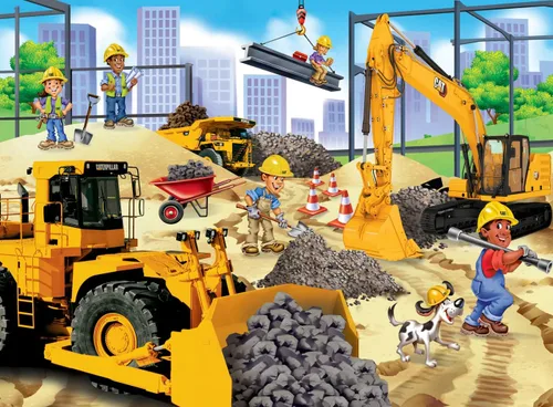 Vista 2 de MasterPieces Caterpillar - Building Time - Rompecabezas de 100 piezas