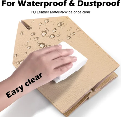 Vista 6 de Funda cuadrada para caja de pañuelos de piel sintética moderna para decoración creativa, paquete de 2, ideal para baños, oficina, coche, mesita