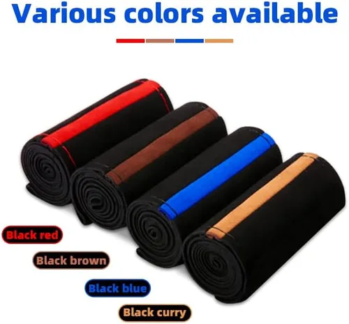 Vista 5 de AUCELI Funda para volante de automóvil, 38 cm de cuero genuino duradero con costura envolvente para hombres y mujeres, protector de volante