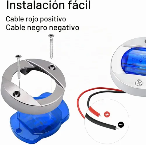 Vista 4 de ALFU 4 luces LED azules de 12 V para navegación y cortesía, luces de popa de barco y anclaje redondas impermeables para pesca nocturna y yate Azul