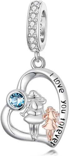 Vista 159 de PROESS Dije para padre, madre e hija, pulsera de plata de ley para pulseras, regalos de cumpleaños, día de San Valentín, para hija, madre, amante