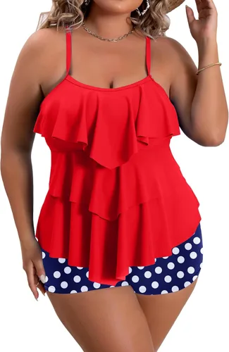 Vista 10 de B2prity Traje de baño tankini de talla grande para mujer, con control de 01