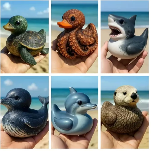 Vista 3 de Figura de pato pulpo – Figura de pato animal de resina, estatua creativa de criatura marina, adorno coleccionable para tablero de instrumentos