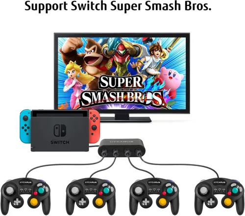 Vista 4 de Switch GameCube - Adaptador de controlador para Nintendo Switch GameCube con botones turbo y de inicio, adaptador de interruptor GameCube