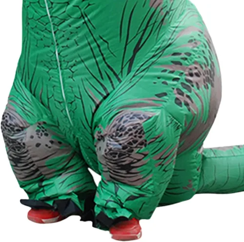 Vista 8 de Disfraz inflable de dinosaurio, impermeable con impresión clara para cosplay divertido (verde)