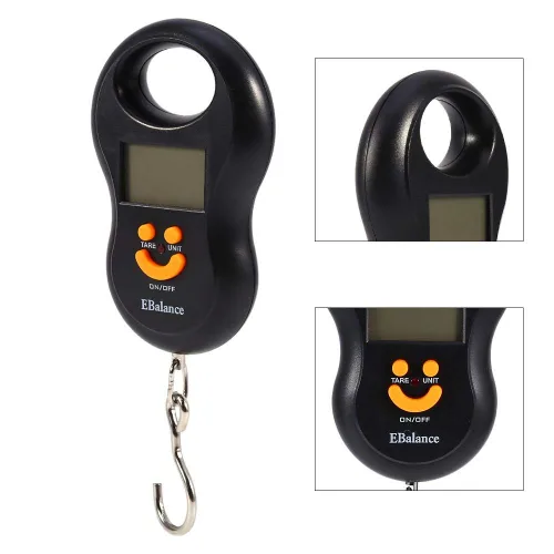Vista 3 de Báscula de equipaje colgante, portátil de 110.2 lbs0.35 oz LCD digital colgante peso electrónico para equipaje de cocina postal