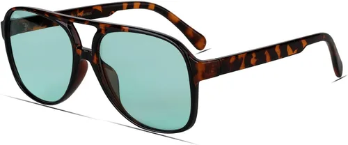 Vista 15 de Freckles Mark Lentes de sol clásicos estilo retro de los años 70 para mujeres y hombres, montura estilo aviador, cuadrada, grande y de moda