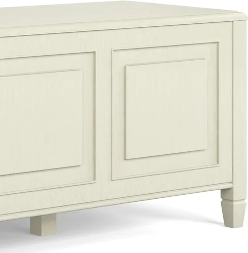 Vista 11 de SIMPLIHOME Connaught - Banco de baúl de madera maciza de 51 pulgadas de Blanco antiguo