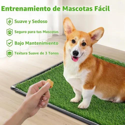 Vista 7 de Alfombrilla de césped artificial para mascotas PICK FOR LIFE para interiores y exteriores, bandeja de arena para perros, tapete de césped artificial