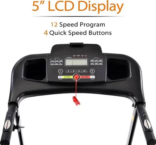 Vista 3 de Caminadora eléctrica plegable para el hogar, máquina de correr inclinada manual de 2.5 HP, 12 programas preestablecidos, pantalla LCD de 5