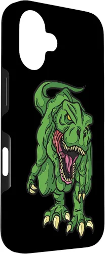 Vista 3 de iPhone 16 Green Dinosaur Illustration For Kids Cartoon Dino Case