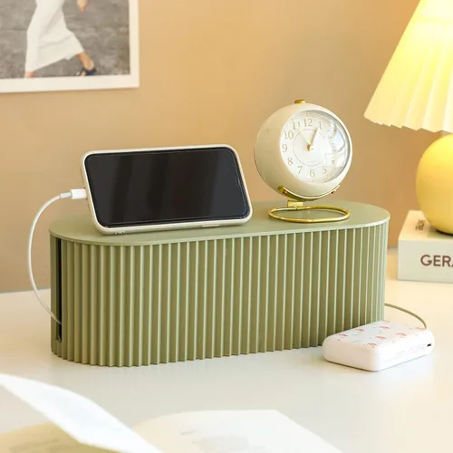 Vista 7 de FABROK Caja de organización de cables, caja organizadora de cables con 10 bridas para cables, almacenamiento de regleta de alimentación para ocultar