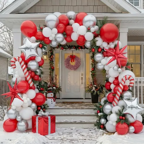Vista 12 de Puerta de Pan de Jengibre de Navidad con Luces, Decoraciones de Cubierta de Cartón, Letrero de Pancarta de Porche de Dulces de Casa de Pan