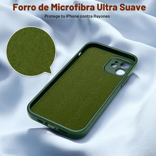 Vista 5 de SUPFINE - Funda diseñada para iPhone 12, silicona líquida premium con [forro de microfibra suave antiarañazos][protección de cámara mejorada], funda