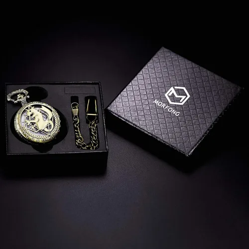 Vista 7 de Reloj de bolsillo Fullmetal Alchemist Edward Elric Anime con cadena de llavero y caja de collar, bronce, 1. Bronce, Retro