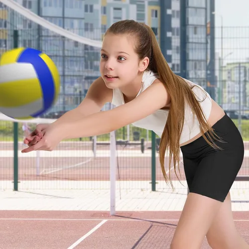 Vista 5 de FitsT4 - Pantalones cortos de voleibol para niñas de 4 pulgadas, 3 bolsillos, atléticos, gimnasia, baile, yoga, correr, gimnasio, fútbol, bicicleta