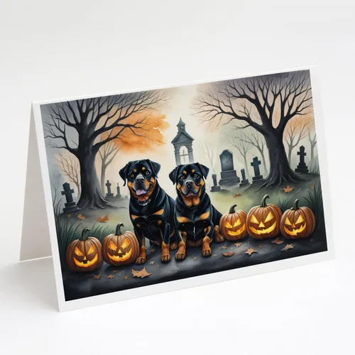 Vista 21 de Caroline's Treasures DAC2042GCA7P Golden Retriever - Tarjetas de felicitación y sobres de Halloween espeluznantes, paquete de 8 tarjetas en blanco