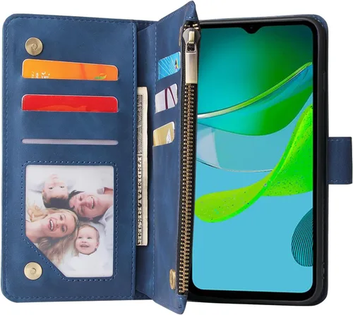 Vista 5 de Asuwish Funda compatible con Motorola Moto E13 y protector de pantalla de vidrio templado, funda de cuero con tapa para tarjetero, accesorios
