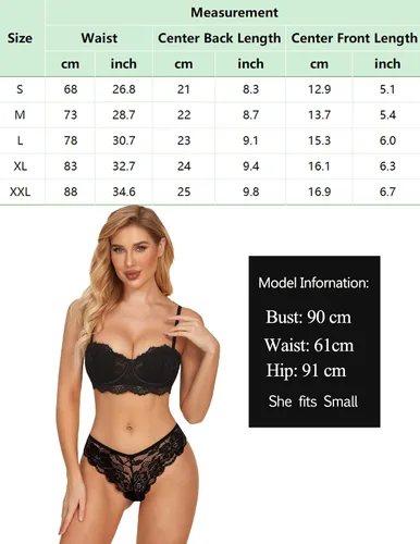 Vista 6 de Avidlove Bragas de encaje floral para mujer, ropa interior sexy hipster en forma de V