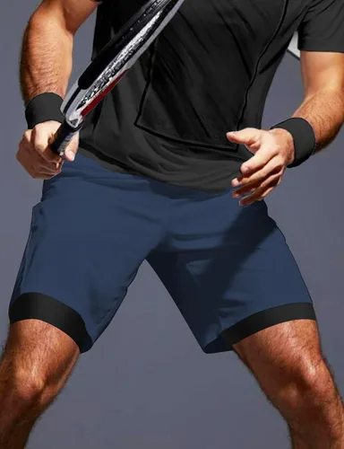 Vista 6 de Aolesy Pantalones cortos de correr para hombre de 57 pulgadas, de secado rápido, pantalones cortos de gimnasio con bolsillos, entrenamiento de tenis
