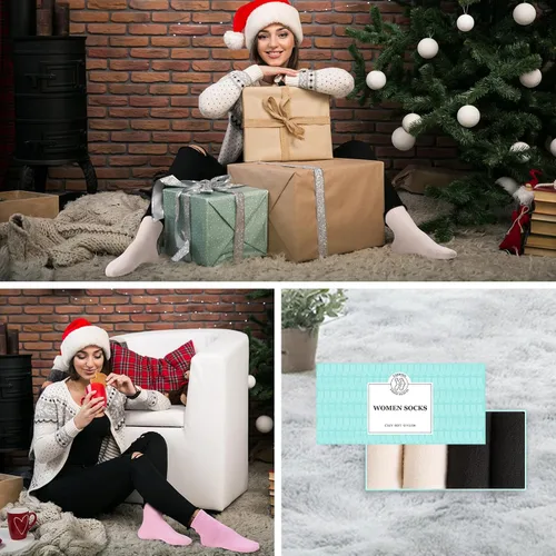 Vista 7 de 4 pares de calcetines térmicos gruesos para mujer, para clima frío extremo, calcetines cálidos de invierno, calcetines suaves y acogedores con caja