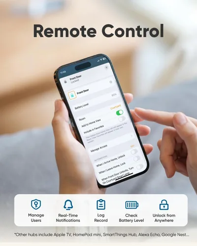 Vista 5 de eufy Smart Lock E31, cerradura inteligente para puerta con entrada sin llave y huella dactilar compatible con el ecosistema Apple Home, para puerta