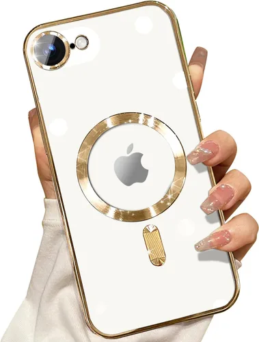 Vista 52 de Misscase Funda MagSafe compatible con iPhone 12 Pro Max con protector de lente de cámara, protección completa, funda magnética transparente