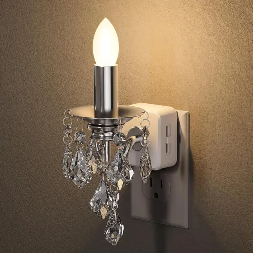 Vista 10 de Briignite Halloween Chandelier Night Light Plug in, Dusk to Dawn, Gothic Black
