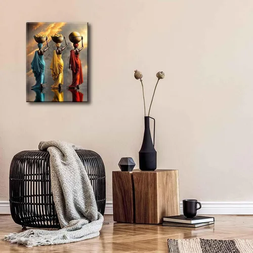 Vista 8 de Arte de Lienzo para Pared de Mujer Negra, Pintura de Mujer Afroamericana, Cuadros Decorativos, Pósters Retro Étnicos Rojos Amarillos Azules
