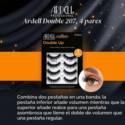 Vista 2 de Ardell Pestañas postizas que se duplican 207, dos veces el volumen, estilo de pestañas redondas, pestañas reutilizables, 4 pares, 1 paquete