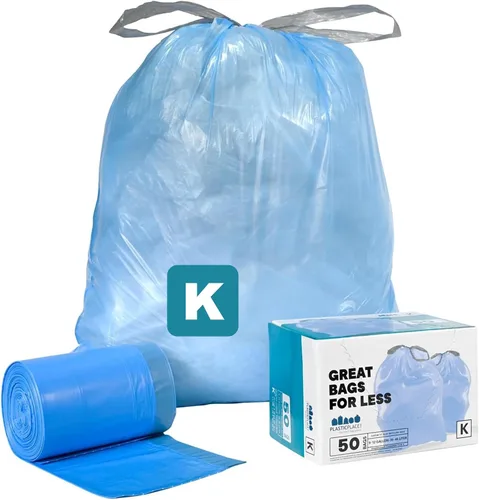 Vista 10 de Plasticplace Bolsas de basura de ajuste personalizado, compatibles con simplehuman Code K (100 unidades) con cordón azul tintado de 10 galones / 38