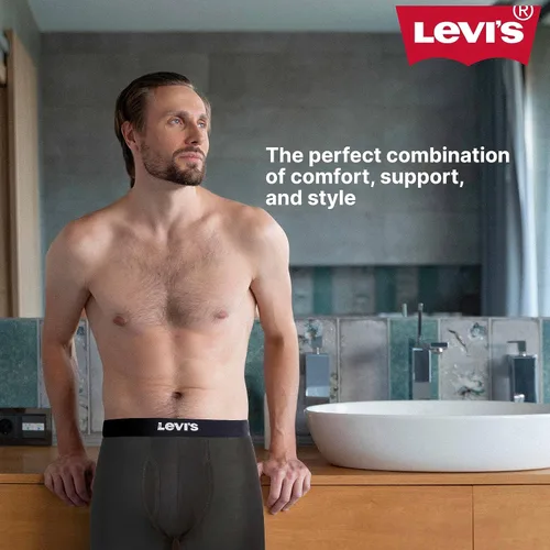 Vista 4 de Levi's Ropa interior para hombre, paquete de 7 calzoncillos tipo bóxer para hombre de algodón elástico