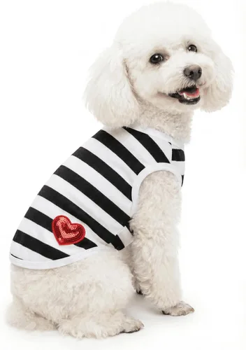 Vista 12 de Ropa para Bulldog Francés Camiseta para Perros Pequeños Camiseta de Verano a Rayas para Cachorros, XS, Azul