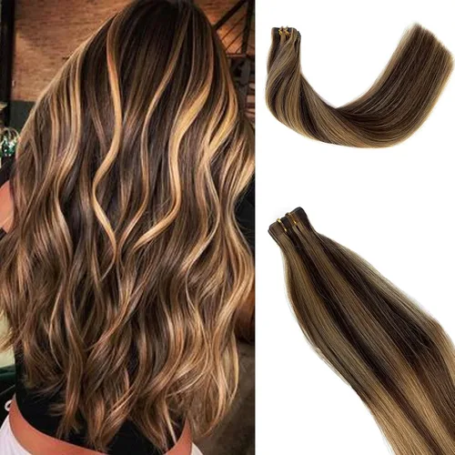 Vista 8 de Extensiones de cabello humano rubio con cinta, reflejos rubio ceniza y rubio platino, extensiones de cabello rubio platinado, cinta adhesiva