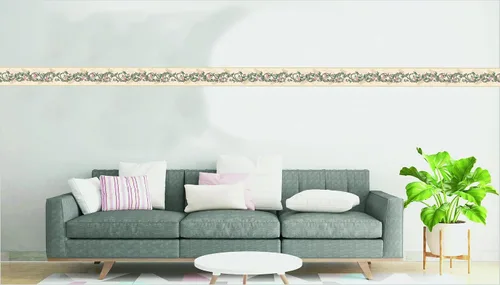 Vista 4 de Dundee Deco Papel tapiz con borde para despegar y pegar DDAZBD9125, flores florales verdes y rosadas sobre bordes de pared, diseño retro, 15 pies x
