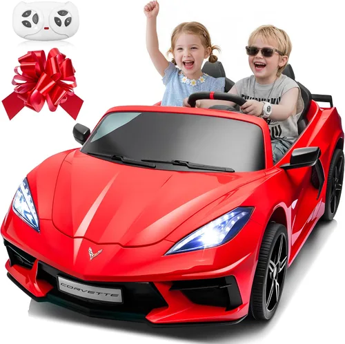 Vista 9 de Chevrolet Corvette C8 de 24 V con licencia de paseo de juguete con motor de 800 W, 21 pulgadas, 2 plazas, control remoto, absorción de impactos de 4
