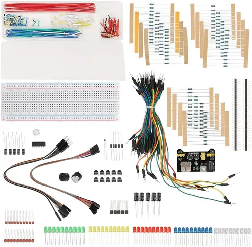 Vista 3 de Kit de inicio de componentes electrónicos, kit básico de aprendizaje de proyectos, gran cantidad para entusiastas de la electrónica de bricolaje