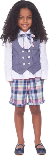 Vista 2 de IZOD Conjunto de chaleco de 4 piezas para niñas con parte superior e inferior de manga abullonada