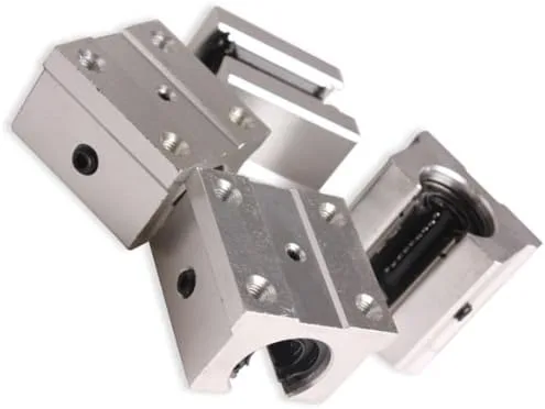 Vista 3 de Vktech Bloque sólido con rodamiento de movimiento de enrutador lineal abierto de aluminio de 4 piezas (SBR16UU 0.630 in)
